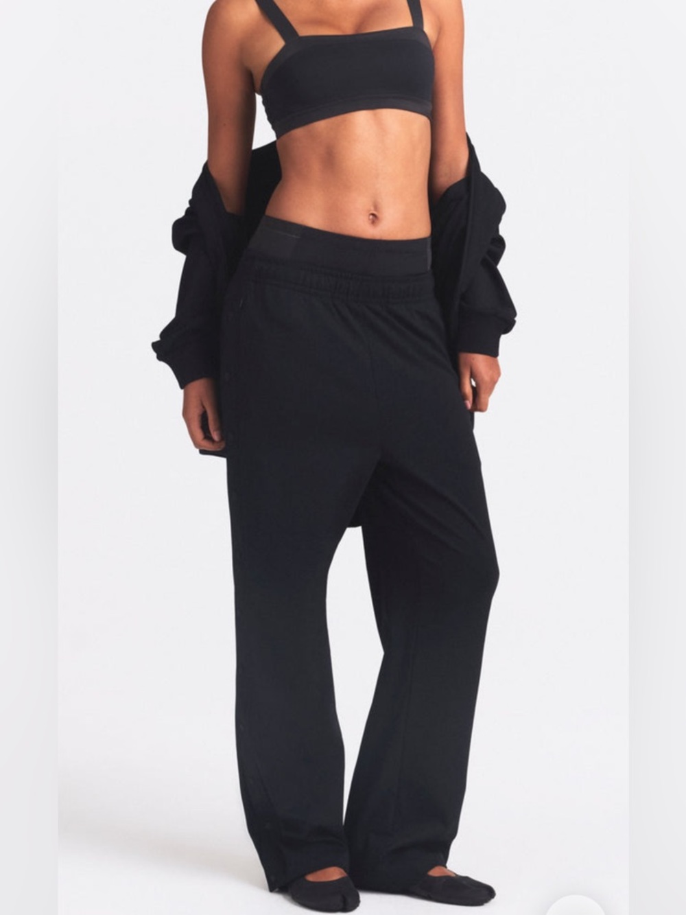 NikeSKIMS NWOT Matte Tricot Snap Track Pants - Obsidian